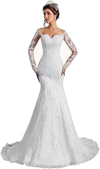 Lace Mermaid Wedding Dress 2026 Strapless Beach Wedding Dresses for Women Bride Applique Tulle Long Boho Bridal Gowns