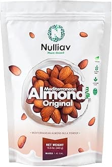 NULLIAV | Almond Milk Powder Original - High Protein Blend with Prebiotic Fiber powder for Gut Health and Digestion - Vegan Plant Based Dairy Free Formula for Lactose Intolerance 15.5 Oz. Bag Portable Convenient