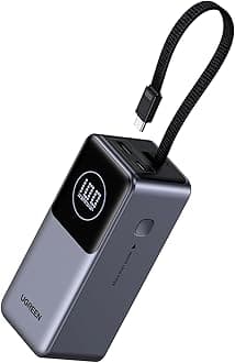 UGREEN Nexode Power Bank 20000mAh 130W with Built-in USB C Cable Laptop Travel Portable Charger, 80W Input, Fast Charging for MacBook Pro/Air/iPhone 17/16/iPad Pro/Galaxy S25 Ultra/Dell/HP and More