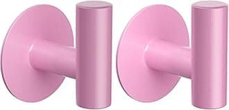 YUET 2 Pcs Bathroom Towel Hook Self Adhesive,Stick on Metal Coat Hooks Robe Hook SUS 304 Stainless Steel Heavy Duty Door Hanger Robe Clothes Closet Sponges Holder No Drill for Bathroom Hotel (Pink)