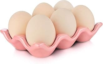 Ceramic 6 Cup Egg Tray Holder (Pink)