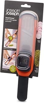 Handi-Grate 2-in-1 Mini Grater and Slicer, Razor sharp Stainless steel blades for grating and slicing - Orange, 24