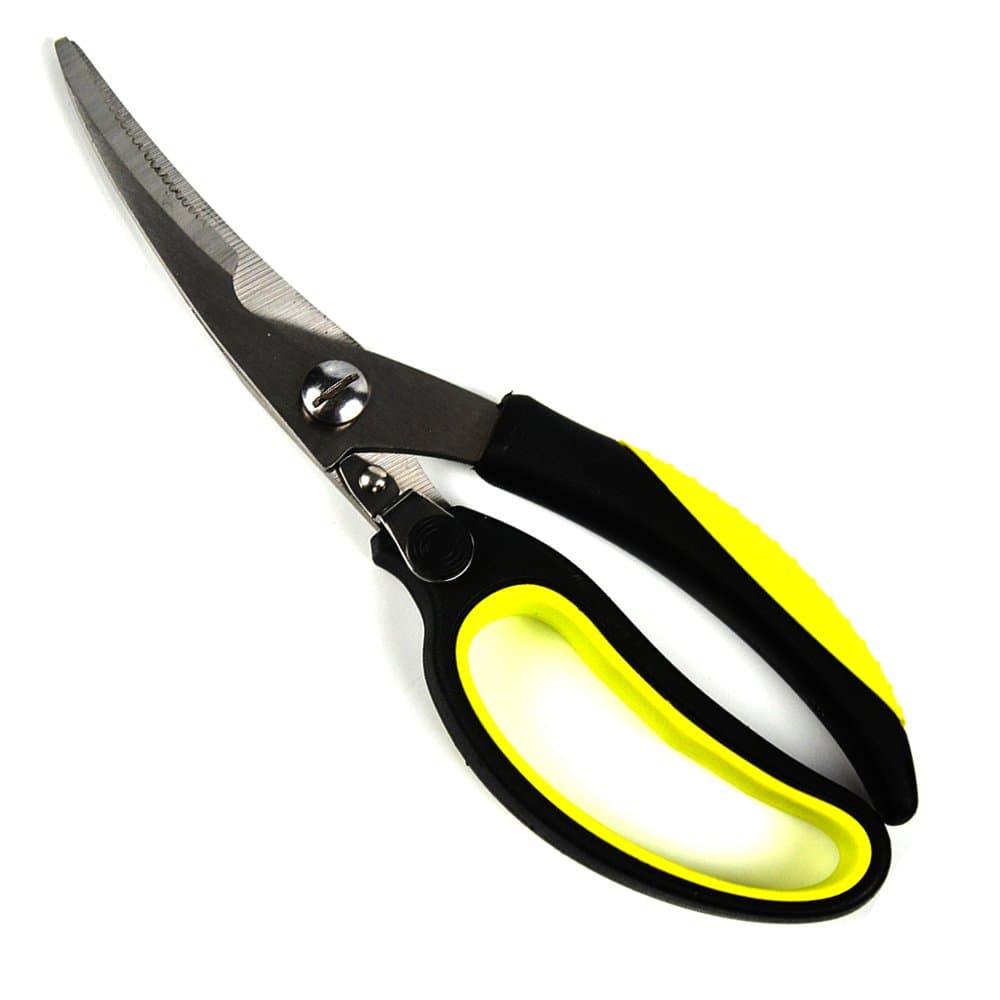 Poultry Shears - AMPHOW 3.5mm Heavy Duty Spring Loaded Scissors and Easy Lock - Use for Chicken, Fish, Duck, Turkey, Herbs,Green Black Grip Handles