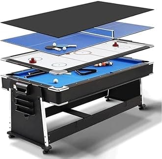 MAS SPORTS Professional "TOP GRADE" 7FT 4 IN 1 Billiards Table Multi game table with all new accessories,Added with extra small billiard cues for kids