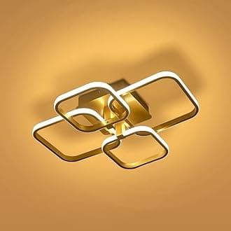 LED Dimmable Ceiling Lights Remote, Chandelier Light 4 Squares, Flush Mount Lamp for Living Room Kitchen Office Bedroom Dining Room(2800k-6000k, Gold, 6-15㎡)