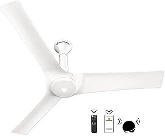 atomberg Aris 1200mm BLDC Ceiling Fan with Underlight, IoT & Remote Control | Smart Fan with Noiseless Operation (Marble White)