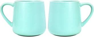 Bosmarlin Glossy Ceramic Coffee Mugs Set of 2, Tea Cup for Office and Home, 18 oz, Suitable for Dishwasher and Microwave(Mint Green, 2)