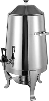 Insulated beverage Dispenser, 3.43 Gal Hot Beverage Dispenser, Stainless Steel Coffee Chafer Hot Drinks Dispenser with Faucet&Fuel Tray for Hot Tea, Coffee, Cold Milk, Silver, Alcohol-heating