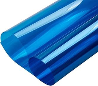 HOHOFILM Blue Colored Window Film Clear Decorative Glass Tint Sun Blocking Heat Control Self Adhesive Window Tint for Building Residential,35.4" x16ft