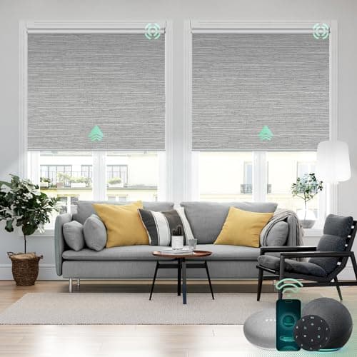 Yoolax Motorized Blinds with Remote, Blackout Smart Blinds for Windows Motorized Roller Shades, Automatic Window Shades Work with Alexa for Bedroom Living Room, Custom Size (Foggy Grey)