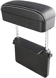 JEYODA Car Armrest Box Adjustable Pad Refit Car Central Lift Armres Storage Organizer Box Arm Rest(Black White line)