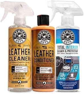 Chemical Guys SPI1091601 Leather Cleaner and Conditioner Leather & Interior Care Bundle + SPI22016 Total Interior Cleaner & Protectant, Safe for Cars, Home, Office, & More (16 fl oz) 3 Items