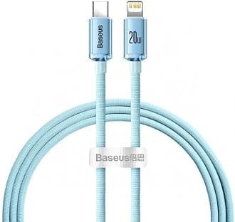 Baseus USB-C to Lightning Cable, for iPhone Fast Charger 20W, Braided Nylon Lightning Cable For iPhone 14/Pro Max/14 Pro/13/12 iPad, Airpods 1.2m Blue