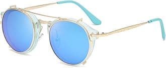 Dollger Double Lens Flip up Clip On Sunglasses Steampunk Style and Round Purple red Glasses for Men Women