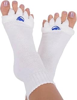 Foot Alignment Socks with Toe Separators by My Happy Feet | for Men or Women | White