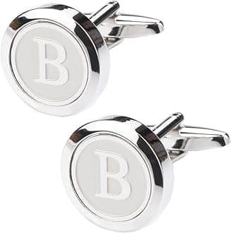 Mens Classic Stainless Steel Initial Cufflinks 26 Alphabet Initial Letter Cufflinks Business Wedding Shirts A-Z