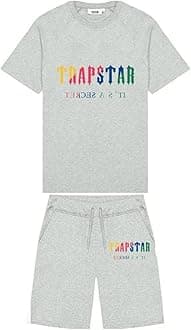 Trapstar Letters Printed Casual Sportswear Suit, Men and Women T-Shirt + Shorts + Hat 3 Piece, Loose Jogging Short Sleeve Tracksuits (Color : G2, Size : X-Large)