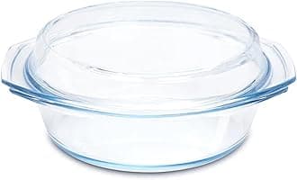 Borosil Round Glass Casserole with Lid 2.0 Liter made with Borosilicate Glass | Oven, Microwave & Dishwasher Safe Serving Dish | Heat Resistant Bakeware for Cooking, Serving & Storing, IH22CA03220