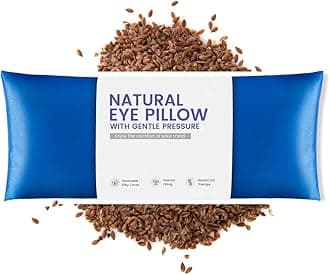 Eye Pillow for Yoga, Relaxation, Sleeping, Microwavable Weighted Eye Mask Heated for Meditation, Dry Eyes, Moist Heat Hot & Cold Eye Compress with Flaxseeds Therapy (Blue)