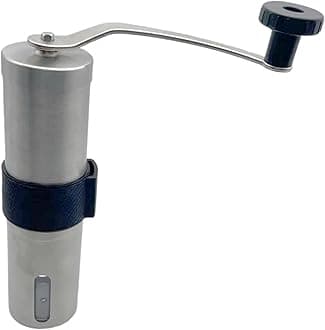 Manual Coffee Grinder, Portable Stainless Steel Coffee Bean Grinder, Adjustable Burr Coffee Grinder, Coffee Grinders with Hand Crank for Home Use, Office, Travel, Camping (Silver)