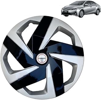 Prigan Wheel Cover for Corolla Altis Silver Black Wheel Cover 16" for Corolla Altis (Set of 4 Pcs) (Press Fitting) Model Name- Magnite DC 16