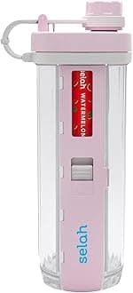 Selah Flavored Water Bottle - 20oz Water Bottle With Flavor Pods Included - Energy Drink Pods, Flavor Cartridges, Water Enhancer, and Sports Drink Pods (Pink, 10 New Flavor Pods)