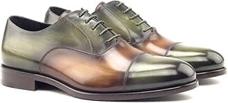 The Royale Peacock Olive Green Brown Toe Cap Oxford Formal Shoes for Men