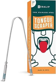 Sponsored Ad - Dalip Tongue Scraper for Adults – Green Stainless Steel Tongue Cleaner with Anti-Slip Grip, Deep Mouth Cleaner for Bad Breath, Oral Hygiene Tool (Pack of 1)