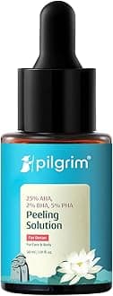 Pilgrim 25% AHA + 2% BHA + 5% PHA Peeling Solution 30ml For Face & Body |10-Minute Facial At Home|Gentle Exfoliating Serum for Tan Removal |For Glowing Skin, Even Skin Tone, Pore Cleansing |Men, Women
