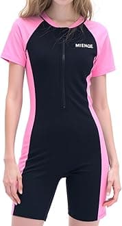 MIENOE Girls One Piece Swimsuit Kid Swimsuit Girls Water Sport Short Swimsuit UPF 50+ Sun Protection Bathing Suits