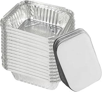 (Pack of 25) Aluminium Foil Food Containers with Lids for Catering Christmas Party Picnic & Food Storage Meal Prep Microwave Safe Disposable Tin Tray Dishes (450, Rectangular, 500, Foil Container)
