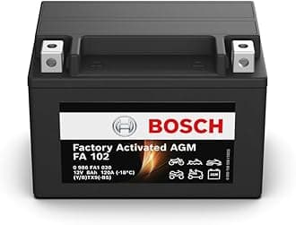 Bosch FA102 - AGM Motorcycle Battery - 12V 120A 8Ah - Suitable for Motorcycles, Motorbikes, Enduros, Scooters, Quads, Jet Skis - Compatible M6010, BTX9-BS, BTX9