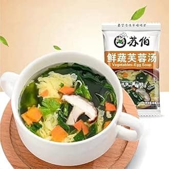 Instant vegetable Soup,Wild greens Seaweed,cabbage,spinach,fresh vegetables,tomatoes soup,6g/bag,Variety Flavor,Chinese Food,Healthy and Nutritious Ready-to-Eat Breakfast (Fresh Vegetable Soup,10bags)