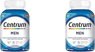 Centrum Men, World'S No.1 Multivitamin Tablet With Grape Seed Extract, Vitamin C & 21 Other Nutrients For Overall Health, Strong Muscles & Immunity (Veg) 50S (Pack Of 2)