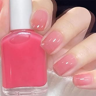 COSMOO Nude Nail Polish, 12ml Transparent Peach Pink Quick Dry Nail Lacquer, Jelly Nail Art Varnish-12ML