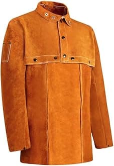 Leather Welding Jacket, Cape Sleeves with Bib Apron - High Heat and Flame Resistance for Ultimate Work Protection