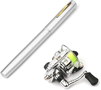 doorslay Pocket Collapsible Fishing Rod Reel Combo Mini Fishing Rod Pen Fishing Rod Kit Pen Portable Telescopic Fishing Rod with Spinning Reel Fishing Rod Reel Combo kit for Saltwater Freshwater Sea