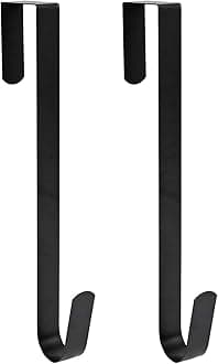 Fall Wreath Hanger for Front Door 15"，Long Metal Autumn Xmas Wreath Hook,Black