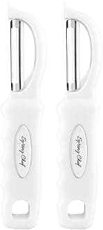 Spring Chef Premium Swivel Vegetable Peeler, Comfortable Handle and Ultra Sharp Stainless Steel Blades - Perfect Kitchen Peeler For Veggie, Fruit, Potato, Carrot, Apple - White - Set of 2