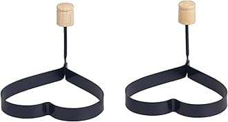 HIC Non-Stick Fried and Poached Egg and Pancake Cooking Rings, Heart Shaped, Nonstick, PFOA and BPA Free, 4.625-Inches x 4.25-Inches, Set of 2