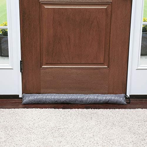 HOME DISTRICT Jacquard Handled Draft Dodger - Weighted Door/Window Breeze, Bug and Noise Guard Stopper Blocker -35.5" Long - Gray