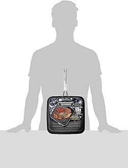 Granitestone Grill Pan 10.25" Nonstick and Scratchproof Stovetop Cookware PFOA Free Oven-Safe, Dish Washer Safe, 10X Extra Long Lasting - As Seen On TV