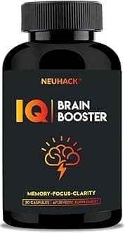 IQ Brain Booster Memory Support Supplement with Brahmi, Ashwagandha, Shatavari & Jatamansi Ayurvedic - 30 Capsules