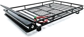DKKY Luggage Carrier Roof Rack with LED Light Bar for 1/10 RC Crawler Car Axial SCX10 90046 TRX4（245 X 150mm）