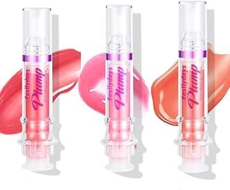 3 Colors Plump Gloss, Spicy Lip Plumping Booster Lip Glossy Lipstick, Hydrating, Volumizes, High-Shine, Fuller Mirror Lip Glaze, Plump &Pout Lip Plumper for Women Girls, Set #04,05,06