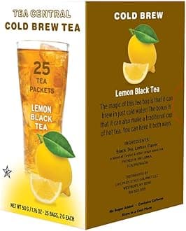 Life Plus Style Gourmet TEA CENTRAL Lemon Black Tea with Ceylon Black Tea Lemon Unsweetened Iced Tea Refreshing Tea Beverages Natural Flavored Cold Brew Everyday Wellness Iced Drink 25 Tea Bags
