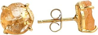 Gempires Natural Raw Gemstone Stud Earrings for Women | Handmade Raw Crystal Prong Setting Earrings | Hypoallergenic Gold Plated Minimal Studs | Unique Gift Jewelry for Her (Multiple Gemstone Options)
