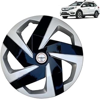 Prigan Wheel Cover for BRV Silver Black Wheel Cover 16" for BRV (Set of 4 Pcs) (Press Fitting) Model Name- Magnite DC 16