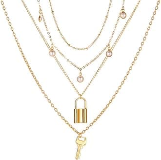 ONLYJUMP Stacked Lock Necklaces for Women Black Lock Chains Heart Grunge Layered Necklace Chunky Stylish Minimalist Pendant Jewelry