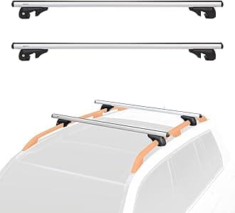 Amazon Basics Cross Rail Roof Rack, 132.1 cm, Pack of 2, Black/Silver
